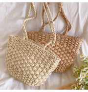 Women’s Simple Woven Straw Tote Bag for Beach, Vacation & Summer Outfits