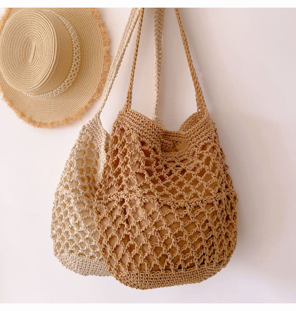 Schultertasche aus Baumwoll-Fischnetz für Boho-Alltagsstil und Geschenke