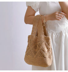 Women’s Minimalistic Cotton Bucket Shoulder Bag for Boho Everyday Style & Gifts