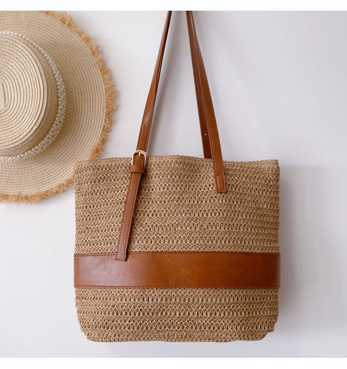 Women’s Straw Woven Tote Shoulder Bag for Beach, Vacation & Summer Outfits