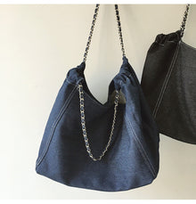 Women’s Retro Chain Strap Denim Tote for Everyday Outfits & Gifts