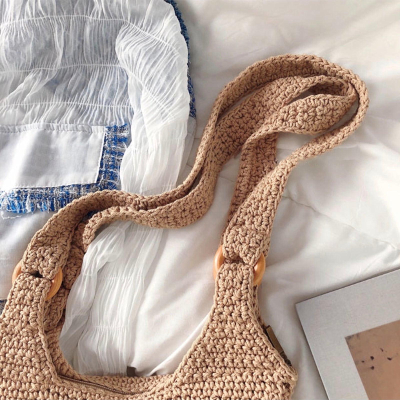 Women’s Retro Artsy Twist Cotton Knitted Bag Shoulder Bag for Boho Everyday Style & Gifts