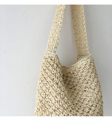 Women’s Straw Shoulder Bucket Bag for Beach, Vacation & Summer Outfits