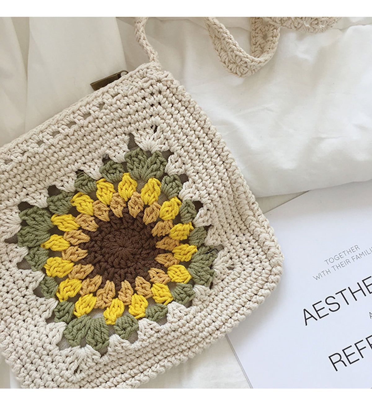 Women’s Handmade Crochet Sunflower Purse Crossbody Bag for Boho Everyday Style & Gifts