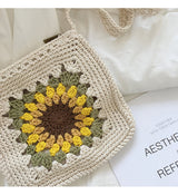 Women’s Handmade Crochet Sunflower Purse Crossbody Bag for Boho Everyday Style & Gifts