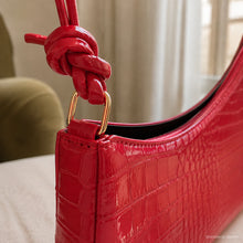 Mini Croc Embossed Shoulder Bag, Glossy Baguette Purse in 13 Colors