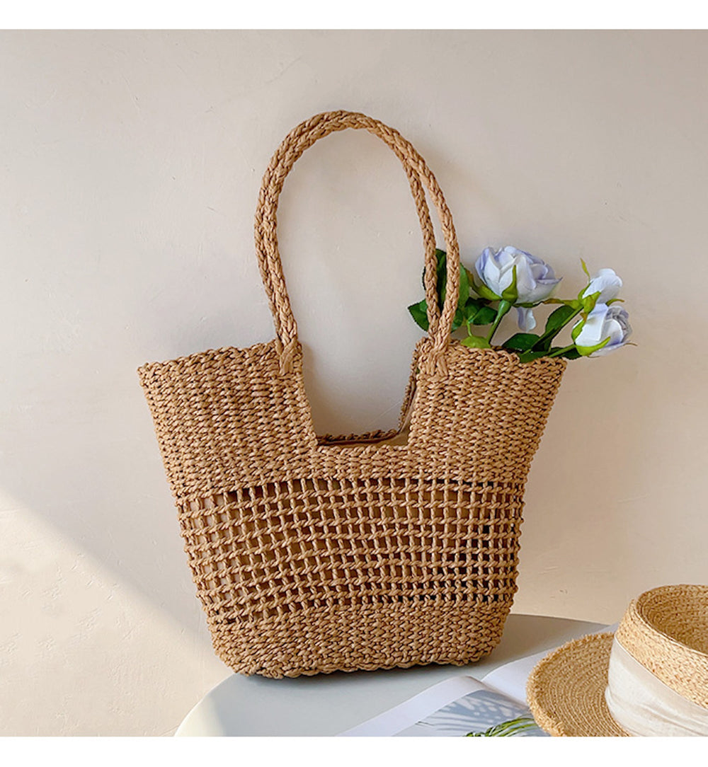 Women’s Straw Basket Summer Tote Bag for Beach, Vacation & Summer Outfits