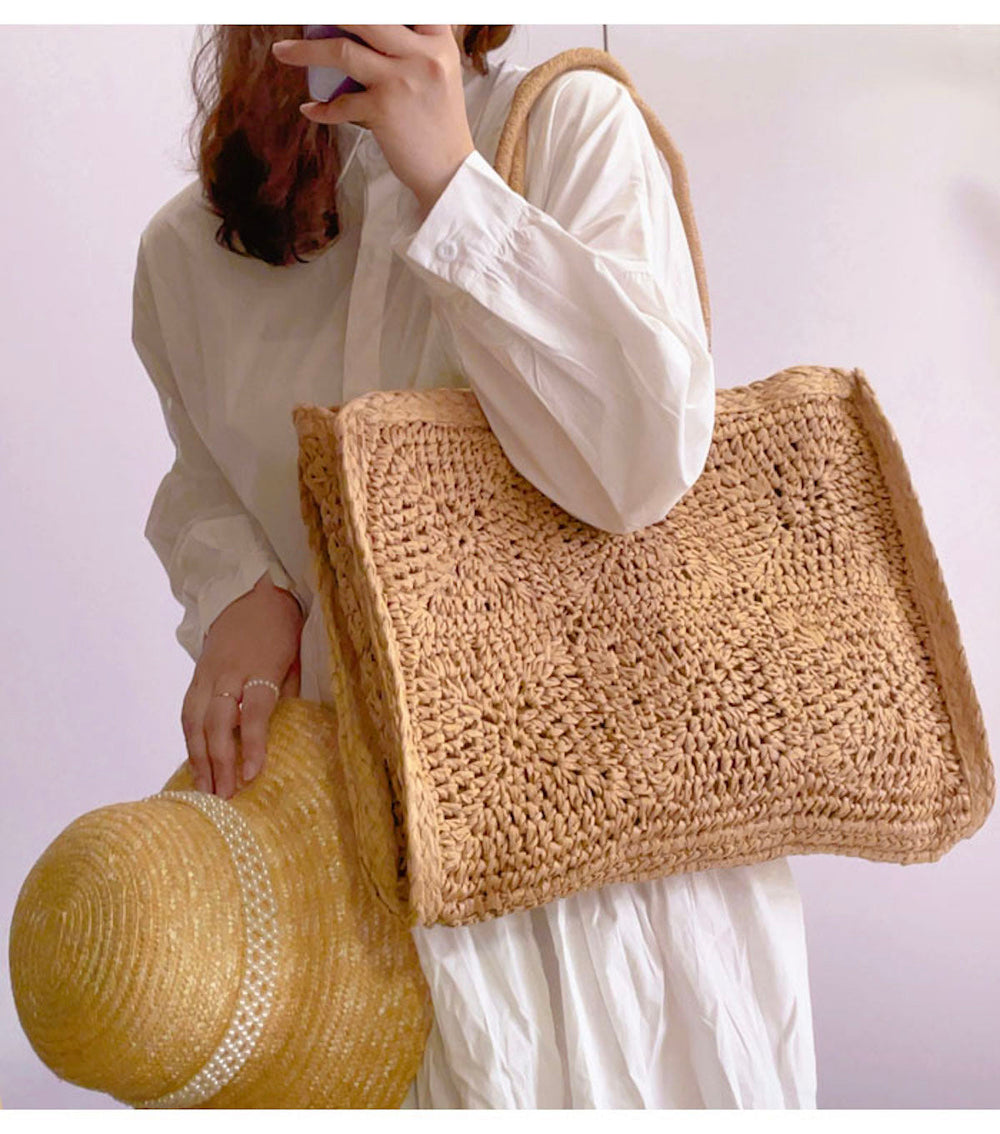 Women’s Large Straw Summer Tote for Beach, Vacation & Summer Outfits