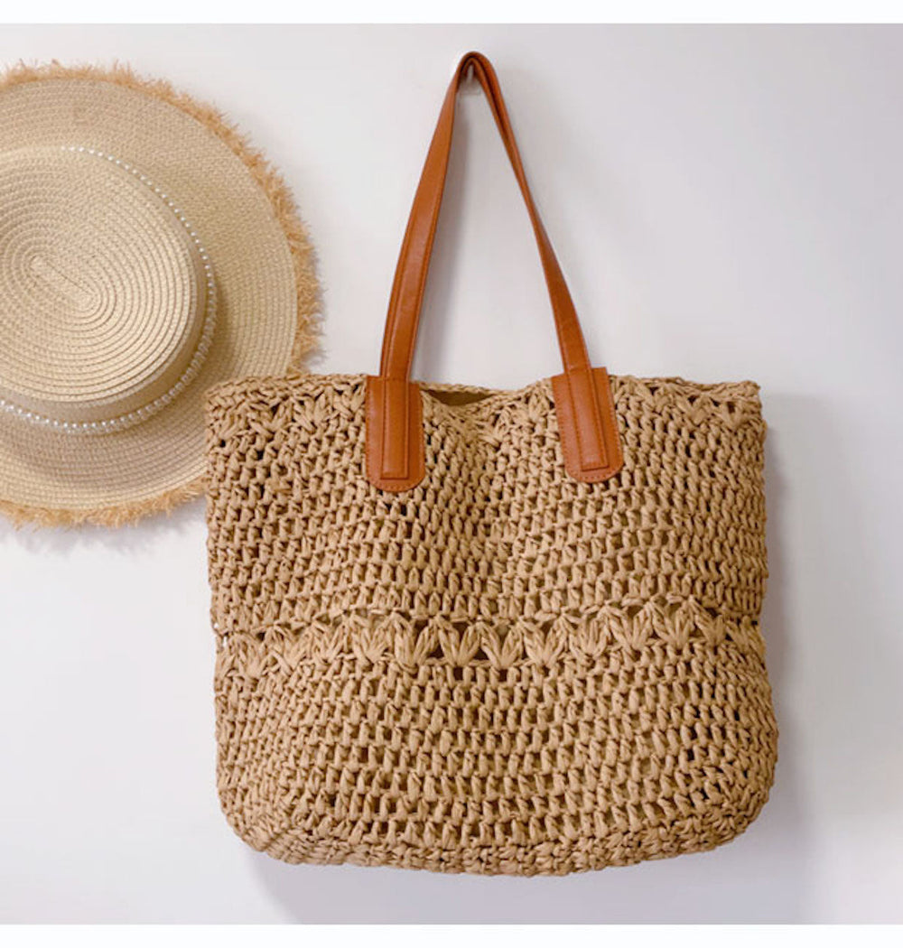Women’s Large Straw Woven Tote for Beach, Vacation & Summer Outfits