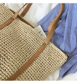 Women’s Large Straw Woven Tote Bag for Beach, Vacation & Summer Outfits