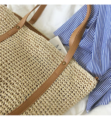 Women’s Large Straw Woven Tote Bag for Beach, Vacation & Summer Outfits