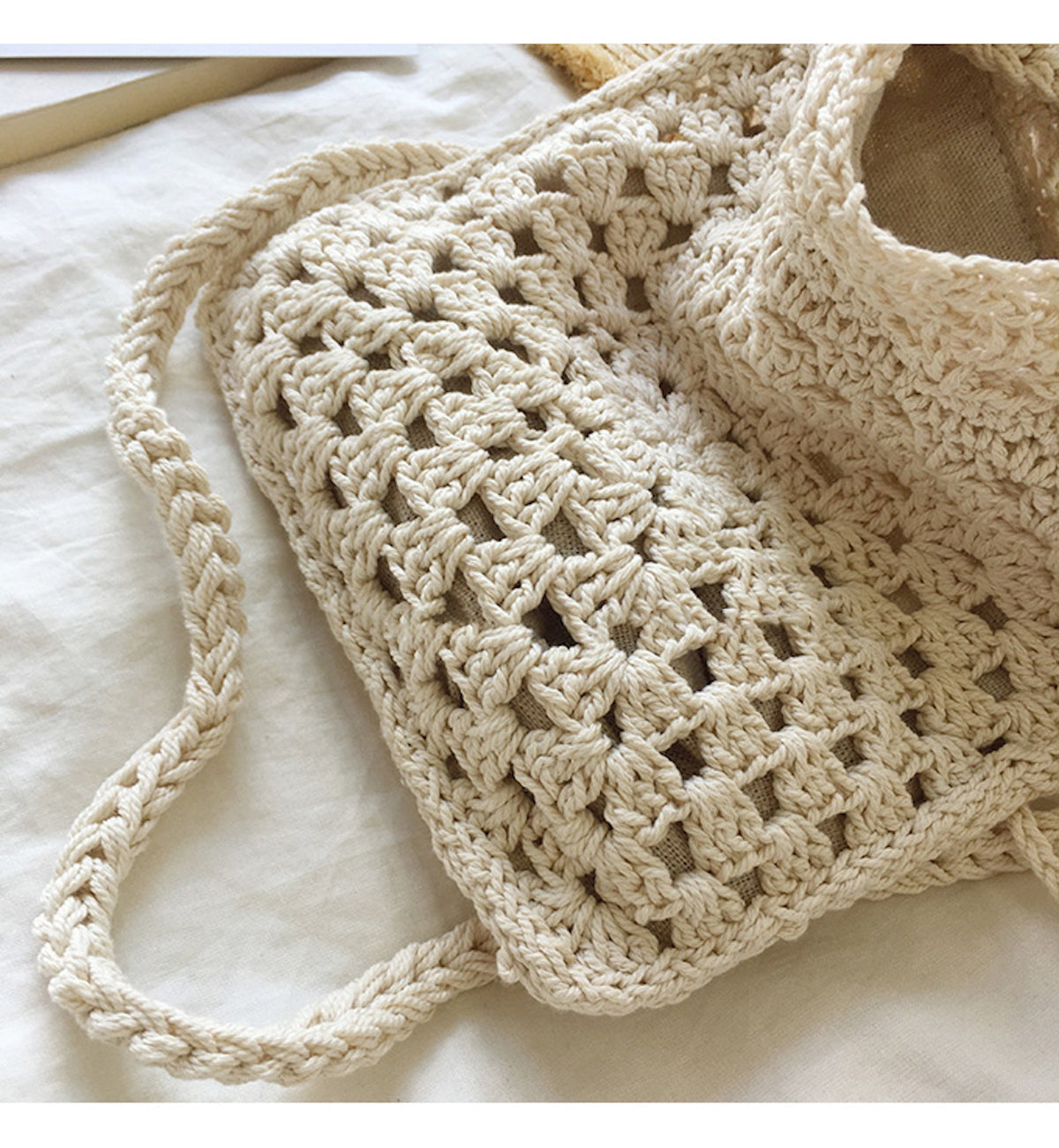 Women’s Retro Cotton Knitted Shoulder Bucket Bag Crossbody Bag for Boho Everyday Style & Gifts