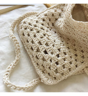 Women’s Retro Cotton Knitted Shoulder Bucket Bag Crossbody Bag for Boho Everyday Style & Gifts