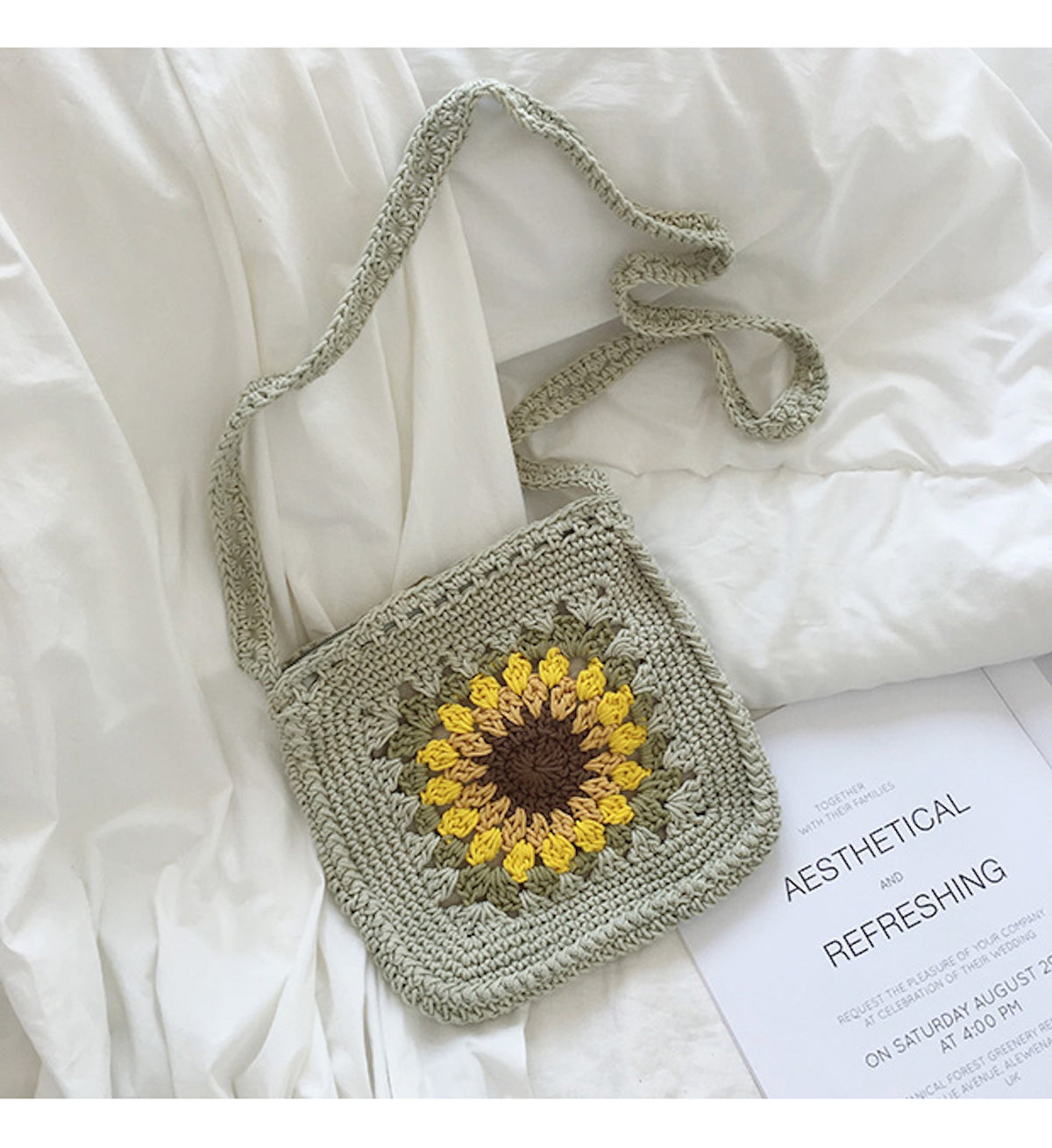 Women’s Handmade Crochet Sunflower Purse Crossbody Bag for Boho Everyday Style & Gifts