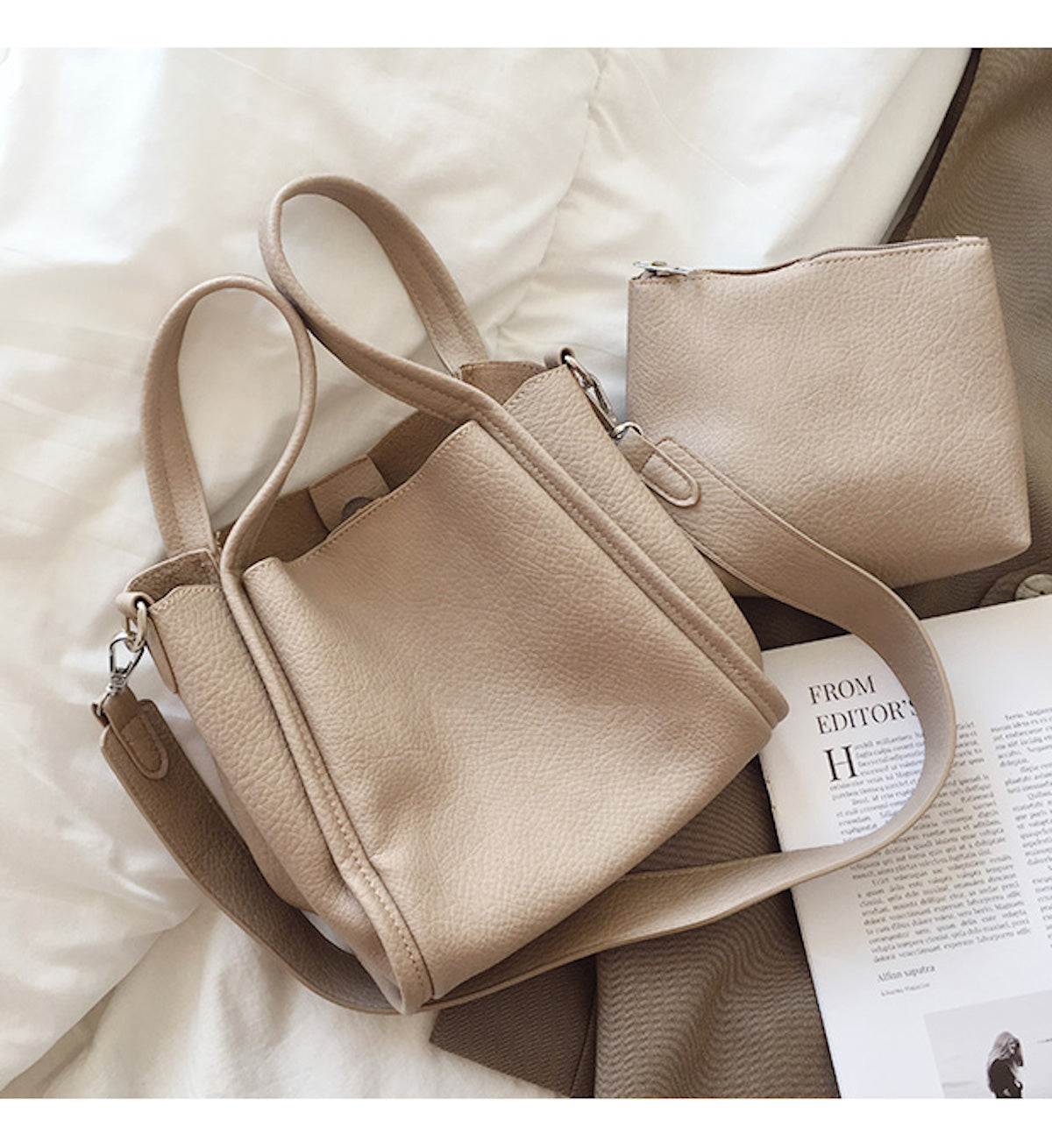 Women’s Ultra Soft Leather Bucket Bag for Everyday City Outfits