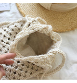 Women’s Retro Cotton Knitted Shoulder Bucket Bag Crossbody Bag for Boho Everyday Style & Gifts