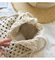 Women’s Retro Cotton Knitted Shoulder Bucket Bag Crossbody Bag for Boho Everyday Style & Gifts