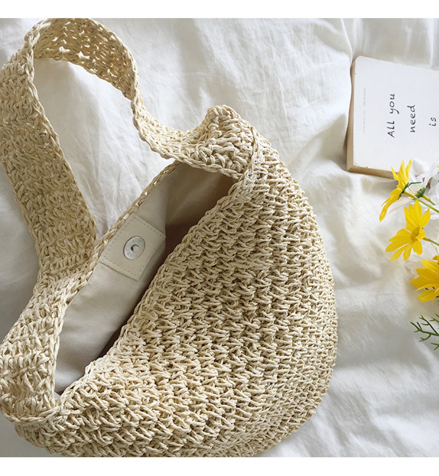 Women’s Straw Shoulder Bucket Bag for Beach, Vacation & Summer Outfits