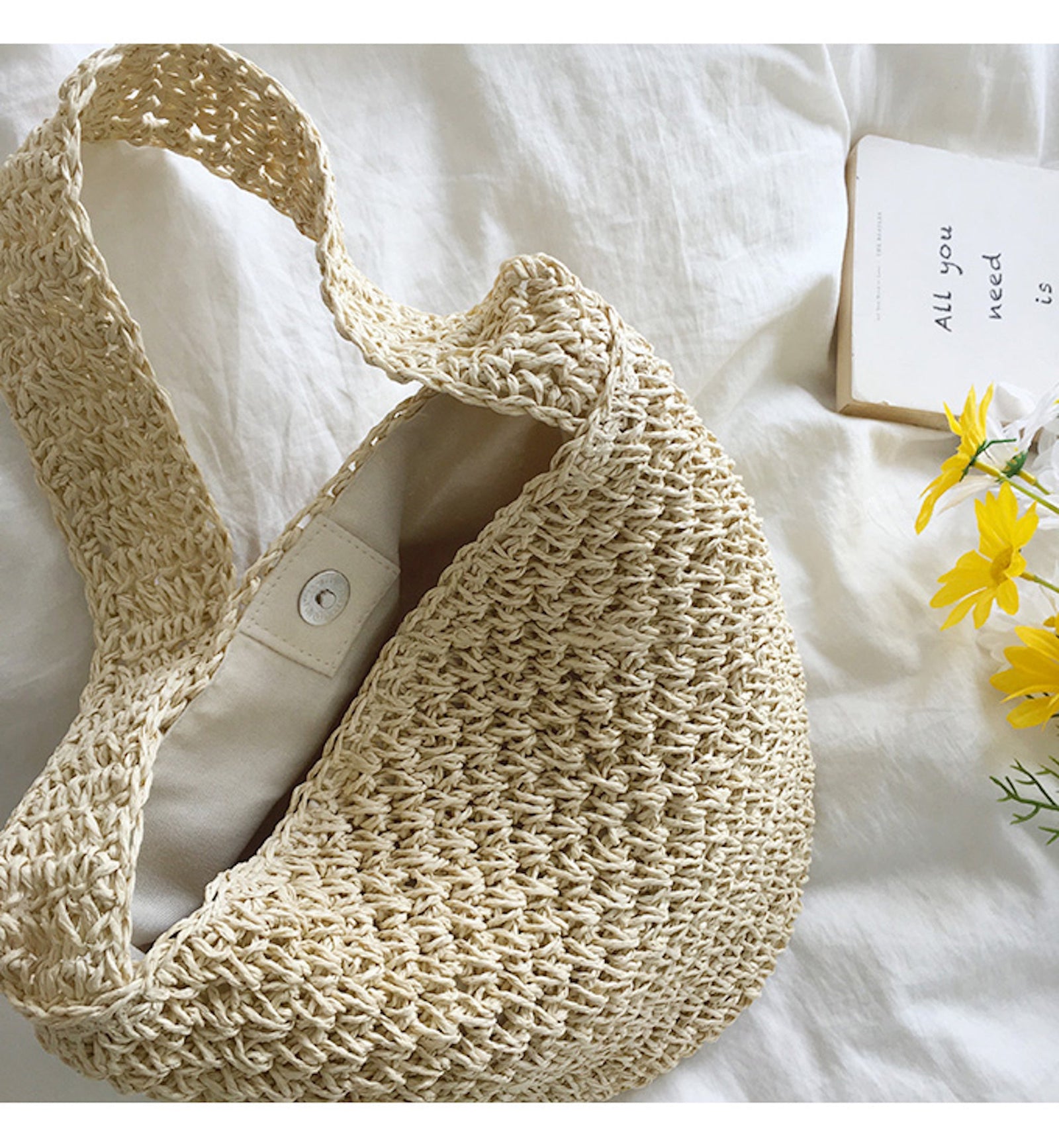 Women’s Straw Shoulder Bucket Bag for Beach, Vacation & Summer Outfits