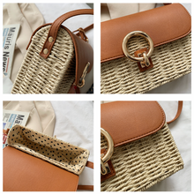 Damen Korbtasche mit Lederklappe – Handtasche für Strand, Urlaub & Sommeroutfits