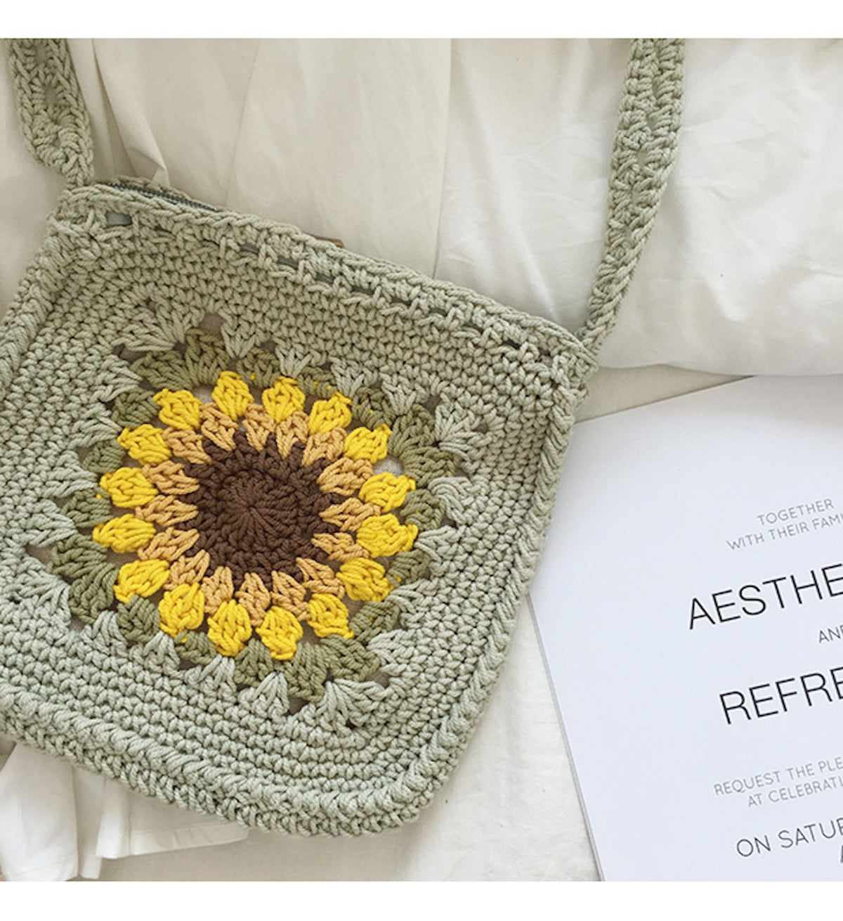 Women’s Handmade Crochet Sunflower Purse Crossbody Bag for Boho Everyday Style & Gifts