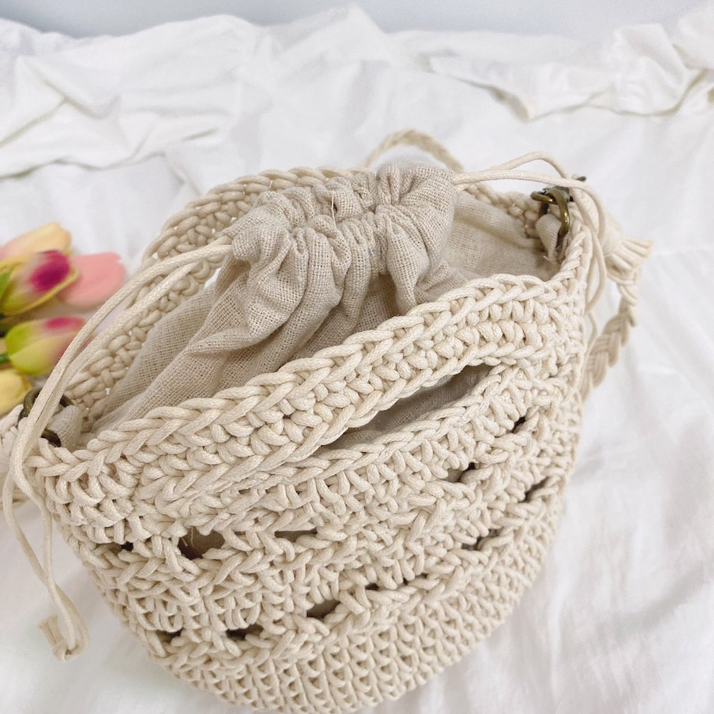 Women’s Retro Crochet Crossbody Bucket Bag for Boho Everyday Style & Gifts