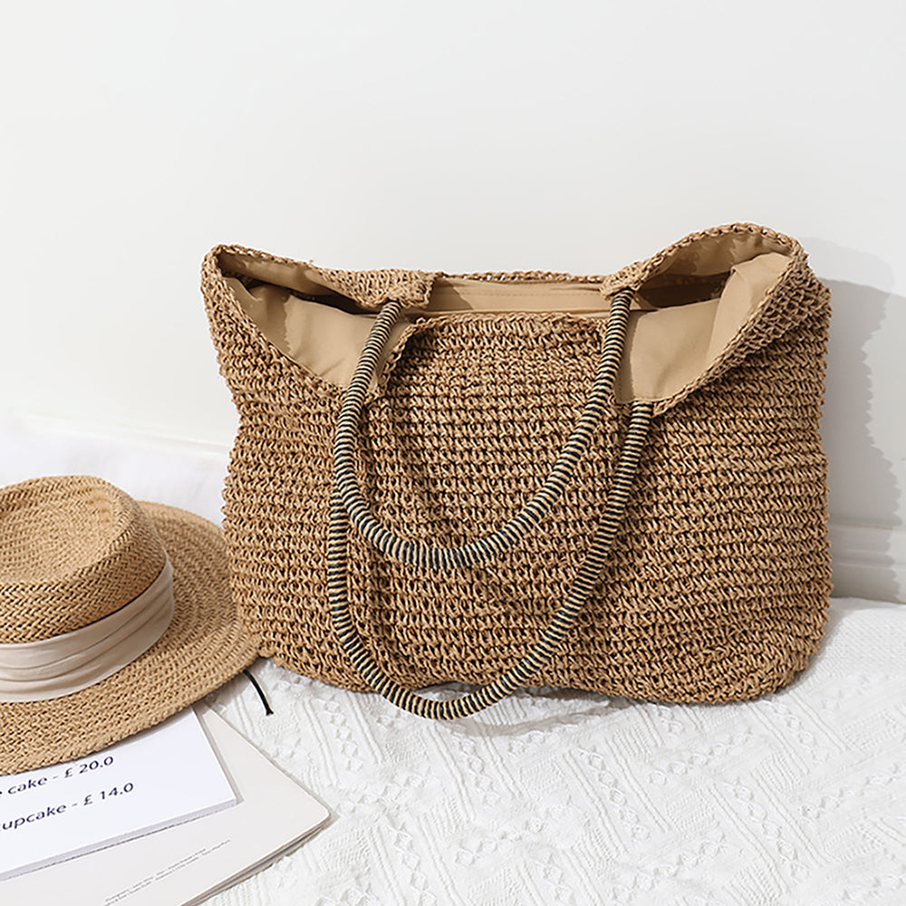 Strand-Strohtasche für Damen für Strand, Urlaub und Sommer-Outfits