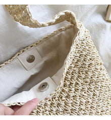 Women’s Straw Shoulder Bucket Bag for Beach, Vacation & Summer Outfits