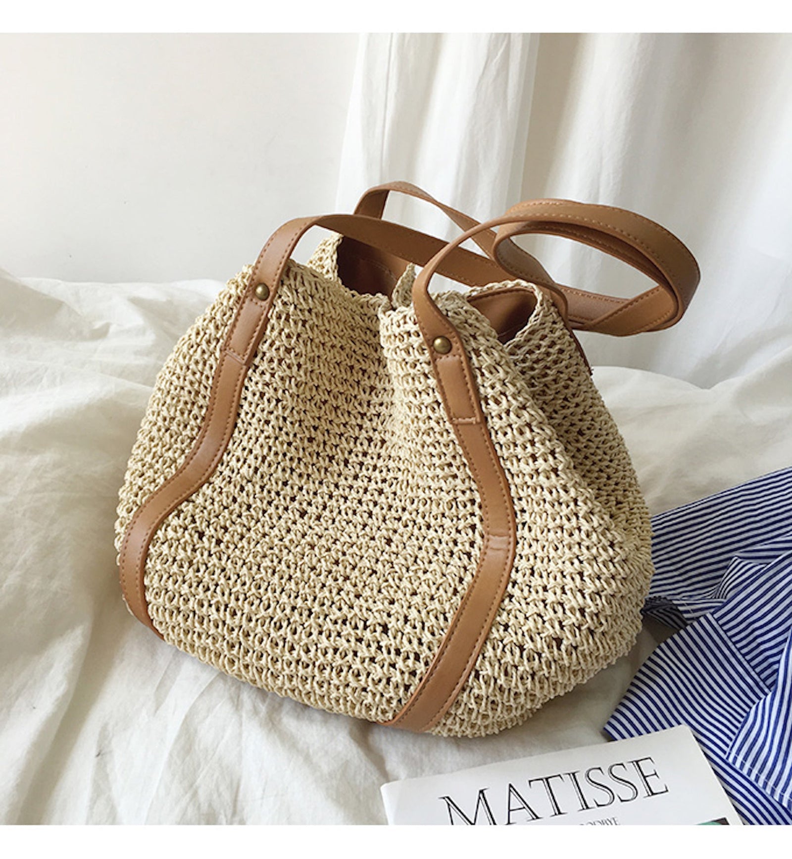 Women’s Large Straw Woven Tote Bag for Beach, Vacation & Summer Outfits