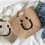 Women’s Cotton Knitted Smiley Face Bag Purse for Boho Everyday Style & Gifts