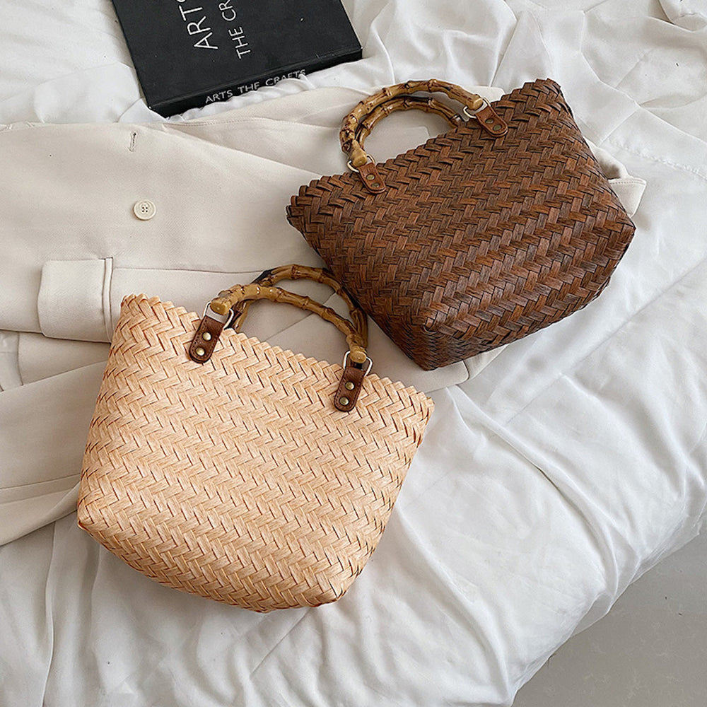 Damen Stroh Handgemachte Sommer Strandkorb Tote für Strand, Urlaub & Sommer Outfits