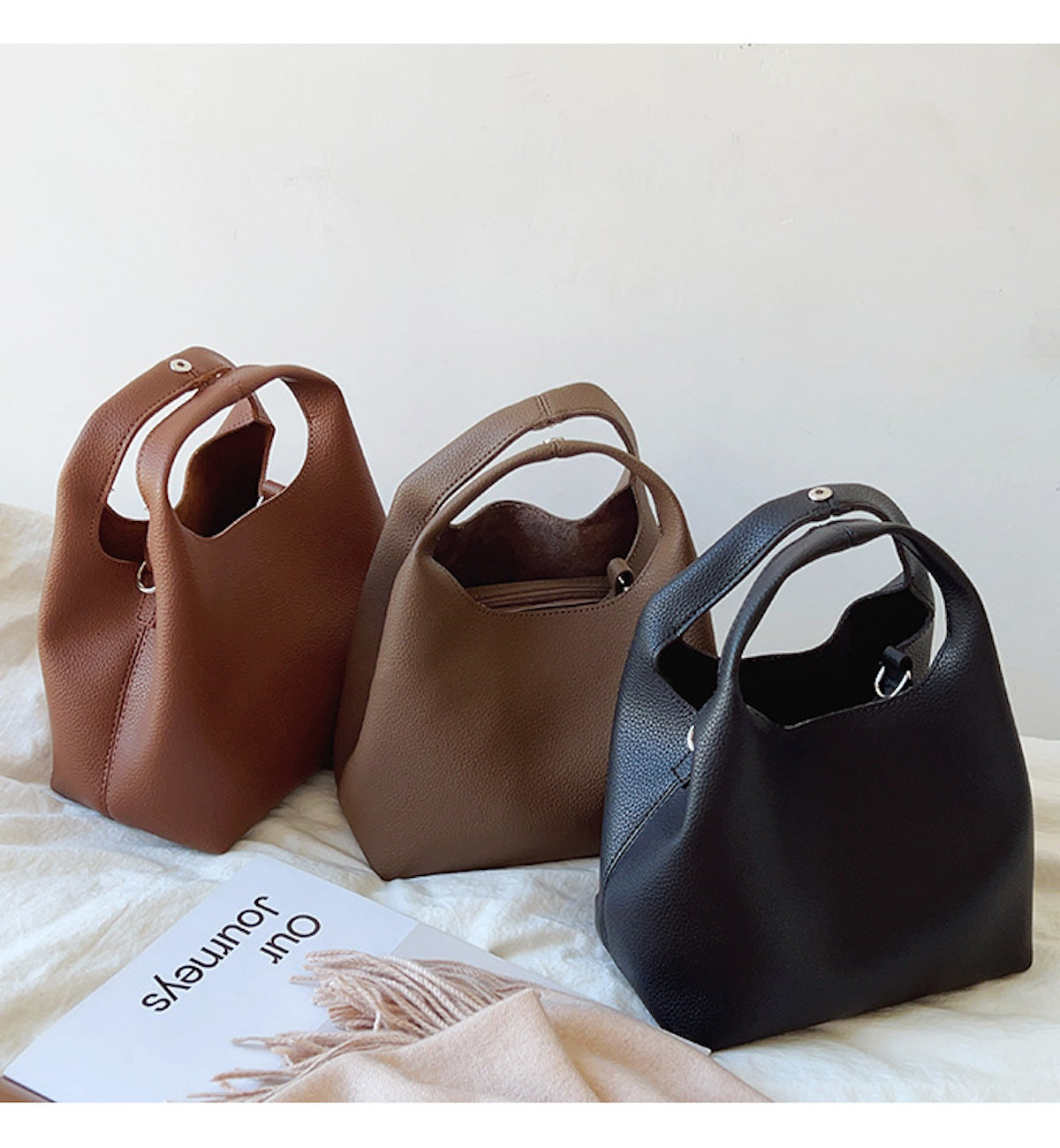 Women’s Soft Leather Bucket Shoulder Bag for Everyday City Outfits