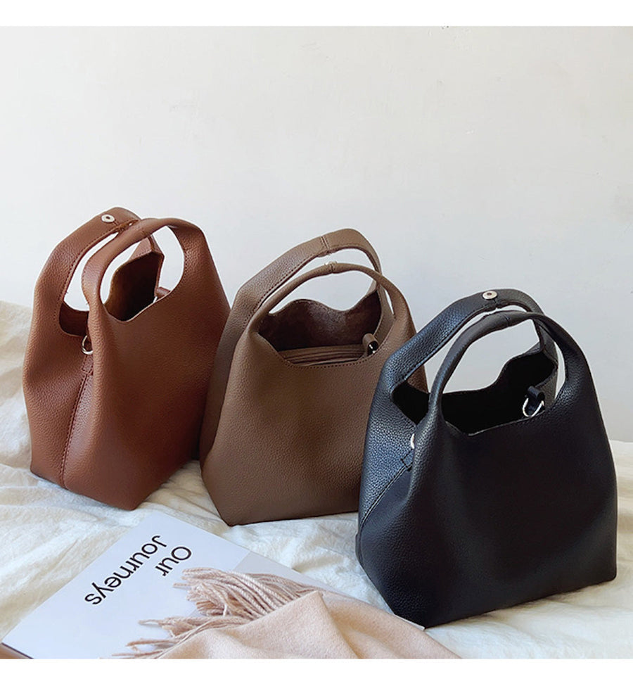 Women’s Soft Leather Bucket Shoulder Bag for Everyday City Outfits