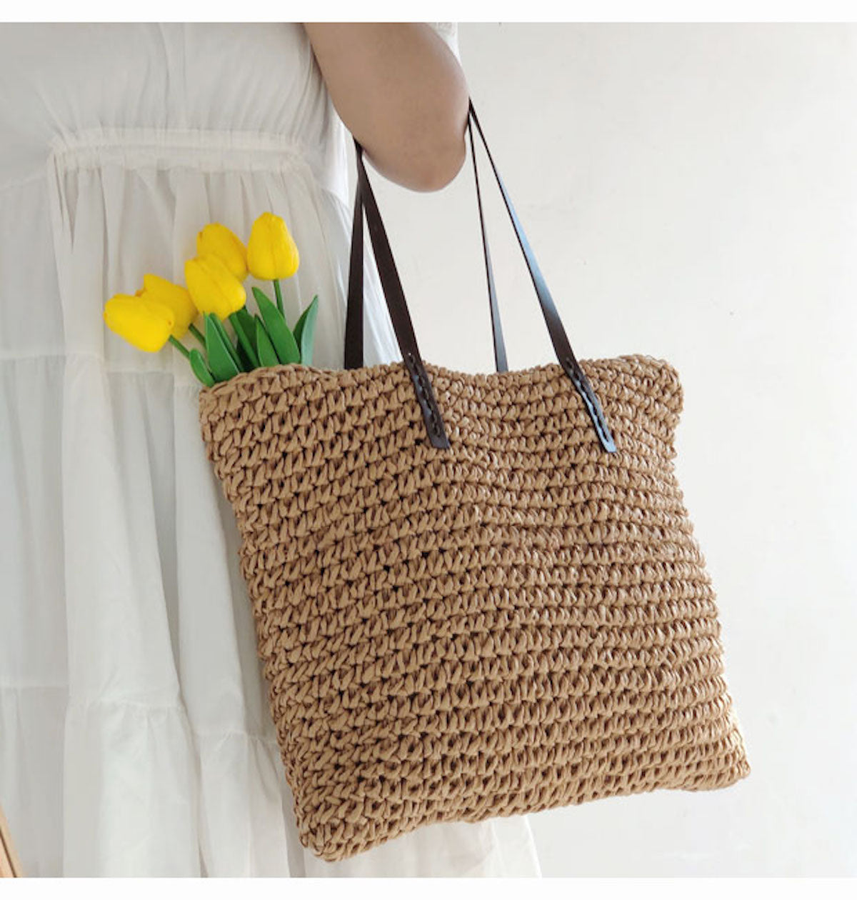 Women’s Everyday Large Straw Woven Summer Bag Tote Bag for Beach, Vacation & Summer Outfits