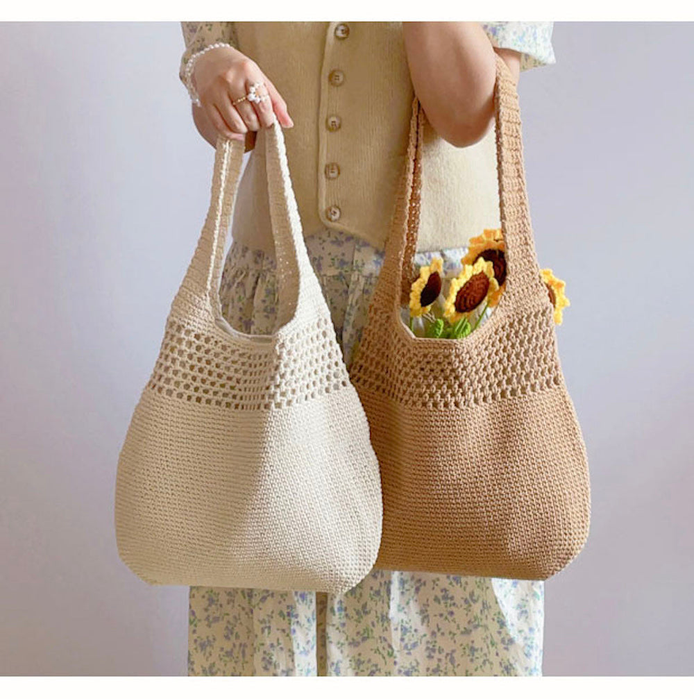 Damen Baumwoll-Häkeltasche Eimertasche für Boho-Alltagsstil & Geschenke