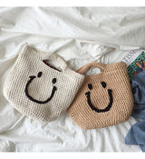 Women’s Cotton Knitted Smiley Face Bag Purse for Boho Everyday Style & Gifts