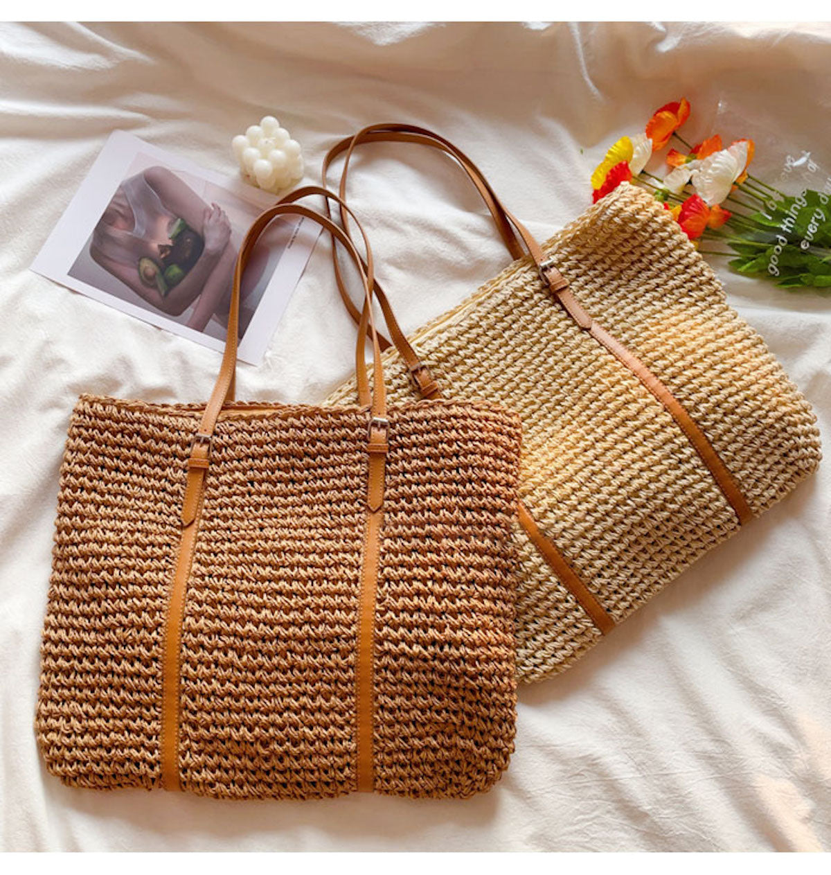 Women’s Chic Large Straw Woven Summer Bag Tote Bag for Beach, Vacation & Summer Outfits