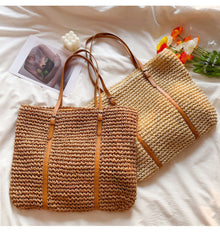 Schicke große geflochtene Strohtasche für Damen – Strandtasche für Strand, Urlaub & Sommeroutfits