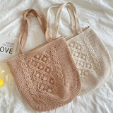 Women’s Handmade Cotton Knitted Shoulder Bucket Bag Crossbody Bag for Boho Everyday Style & Gifts