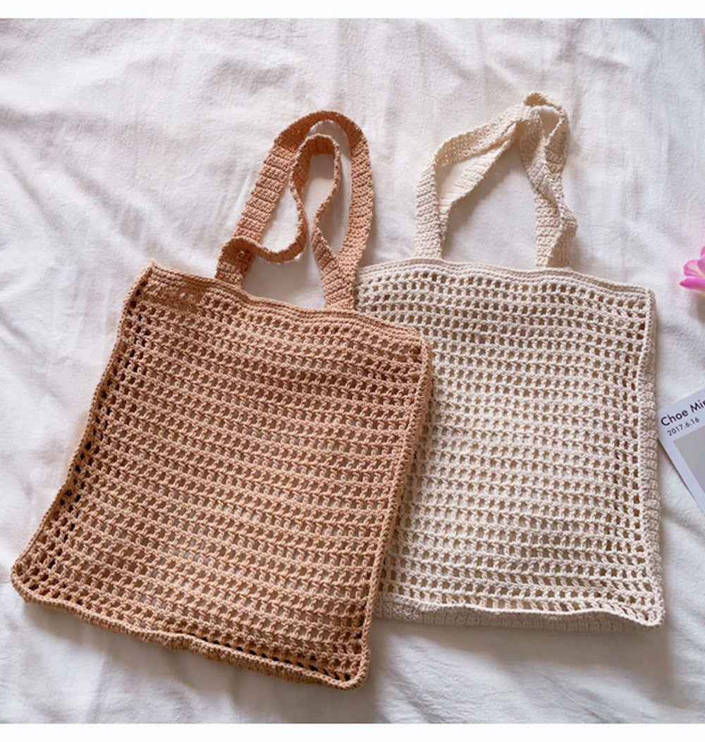 Handgefertigte gehäkelte Shopper-Tasche aus Netzstoff für Damen – Boho-Stil für Alltag & Geschenke