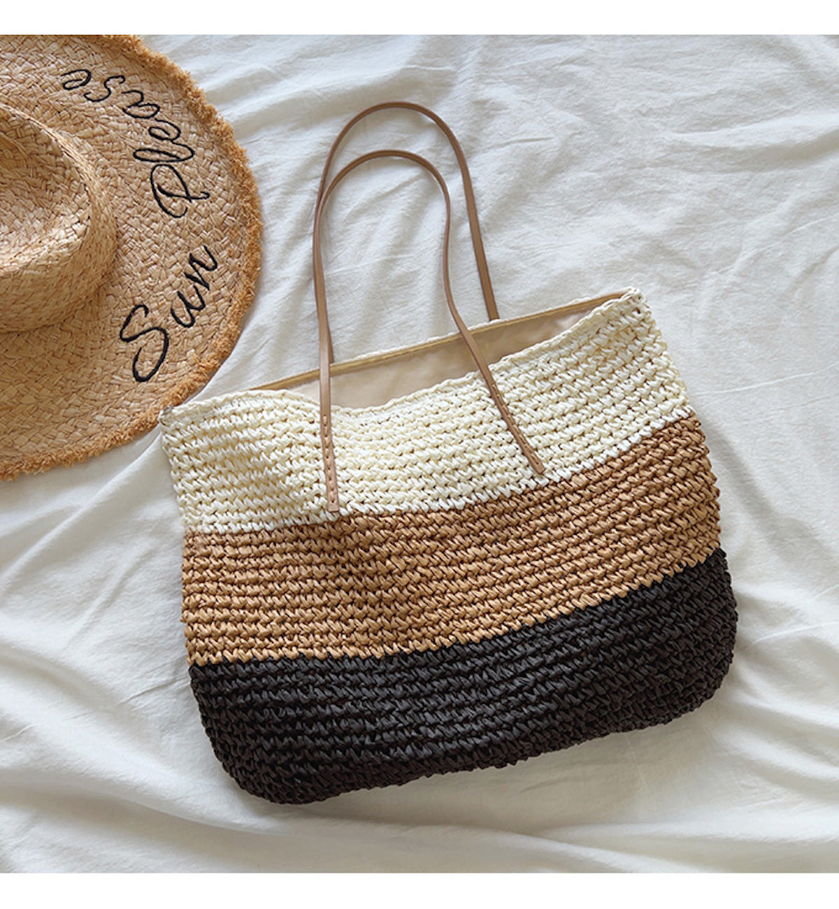 Women’s Large Straw Woven Summer Tote for Beach, Vacation & Summer Outfits