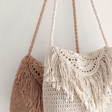Women’s Crochet Cotton Handmade Bohemian Tassel Beach Bag Tote Bag for Boho Everyday Style & Gifts