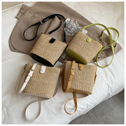 Women’s Crossbody Leather and Straw Bag for Beach, Vacation & Summer Outfits