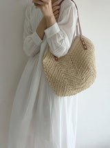 Women’s Retro Straw Woven Tote Bag for Beach, Vacation & Summer Outfits