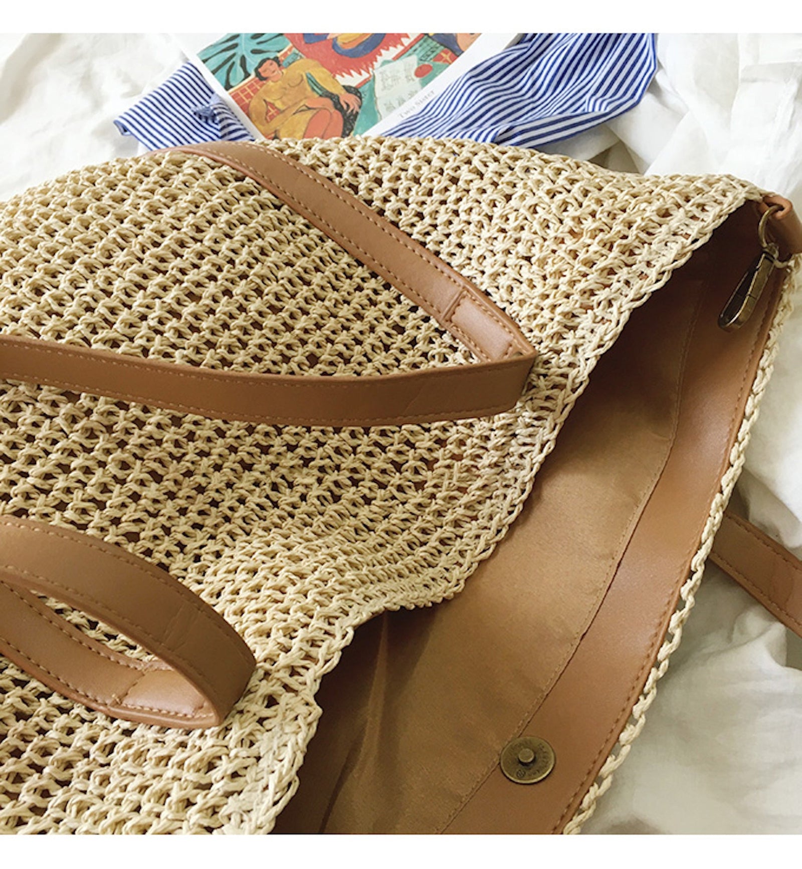 Women’s Large Straw Woven Tote Bag for Beach, Vacation & Summer Outfits
