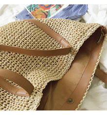 Women’s Large Straw Woven Tote Bag for Beach, Vacation & Summer Outfits