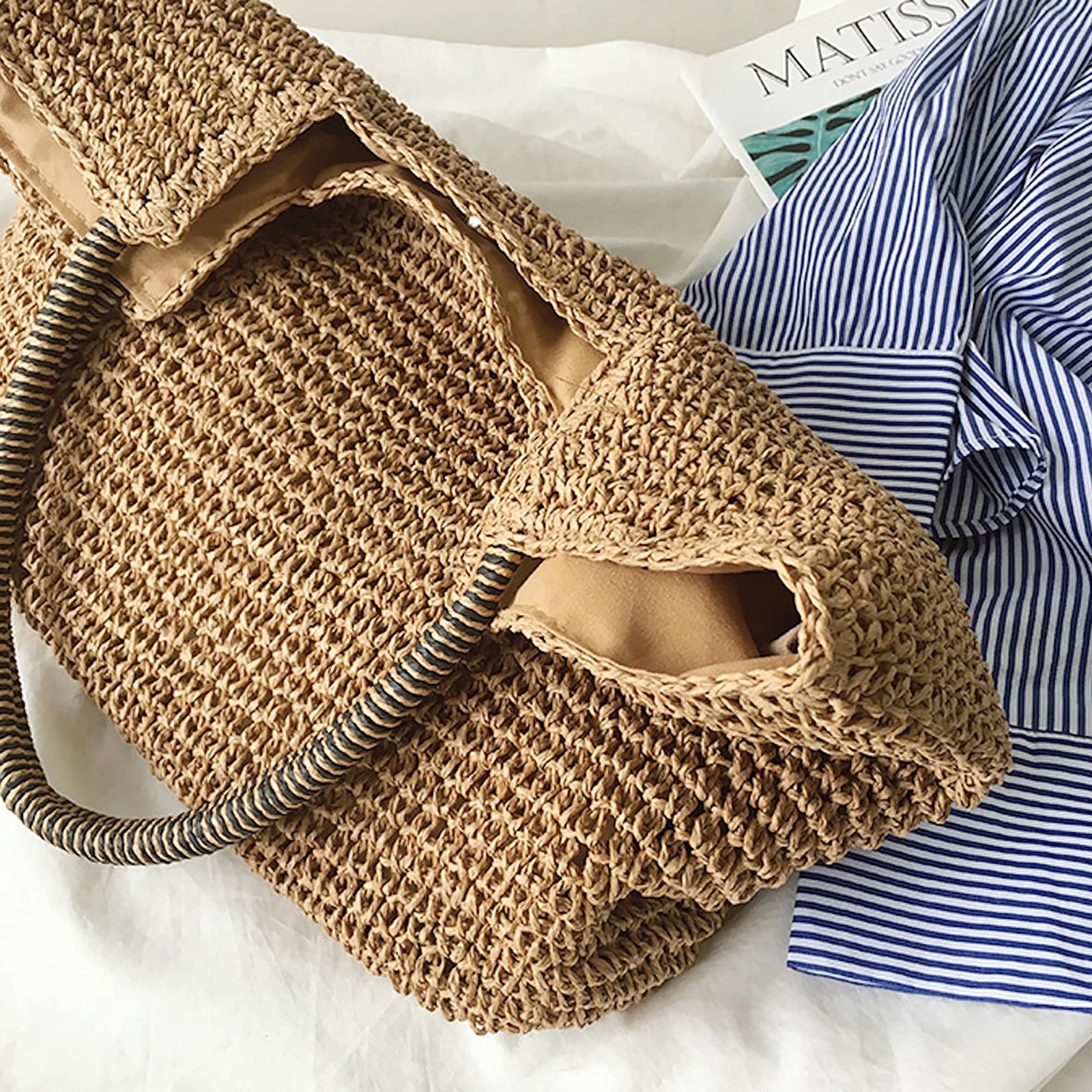 Women’s Beach Straw Woven Tote Bag for Beach, Vacation & Summer Outfits
