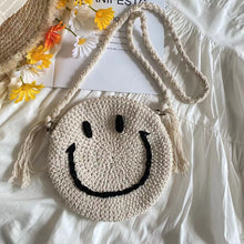 Women’s Crochet Smiley Face Round Bag Purse for Boho Everyday Style & Gifts
