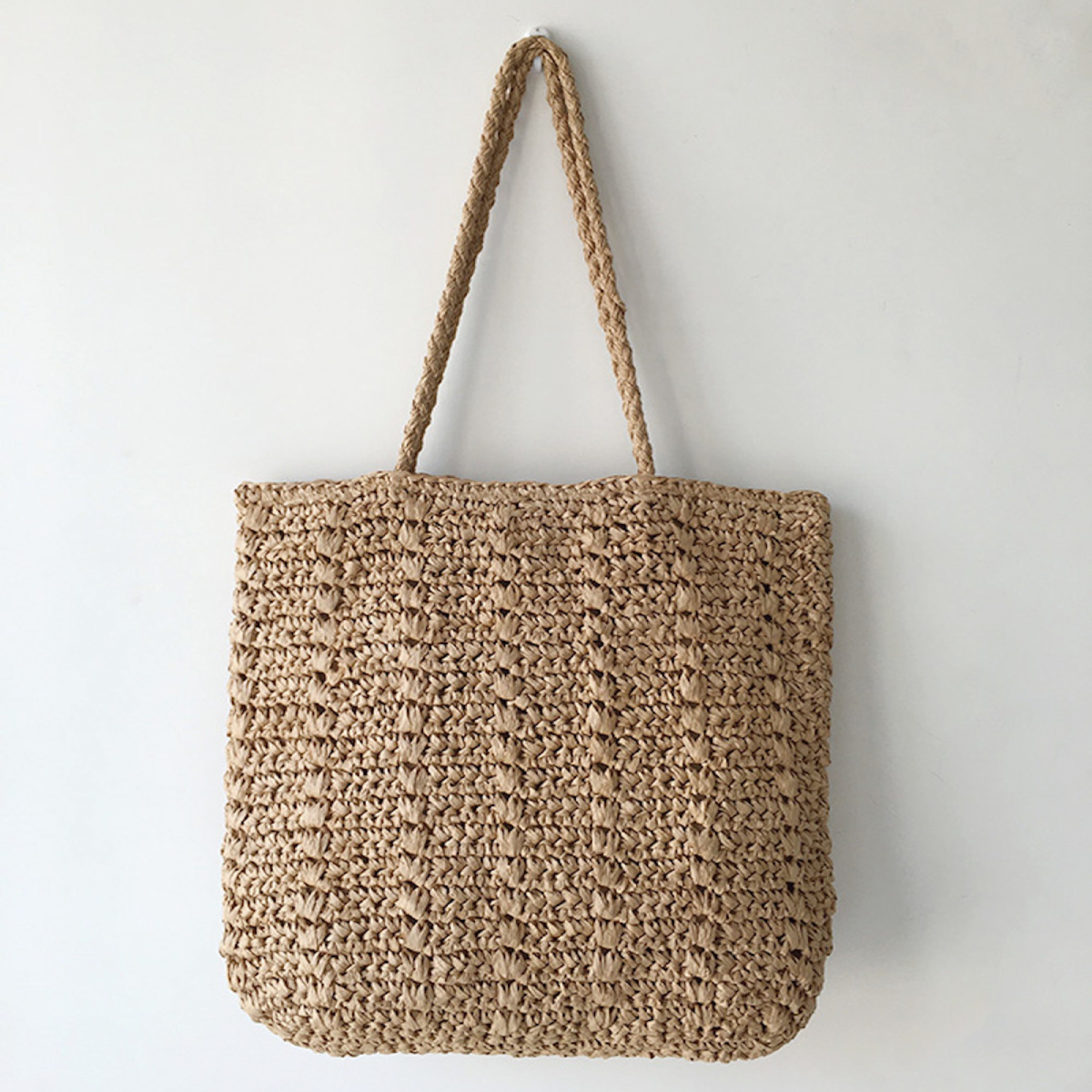 Women’s Lightweight Straw Woven Square Tote Bag for Beach, Vacation & Summer Outfits