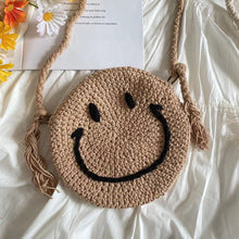 Women’s Crochet Smiley Face Round Bag Purse for Boho Everyday Style & Gifts
